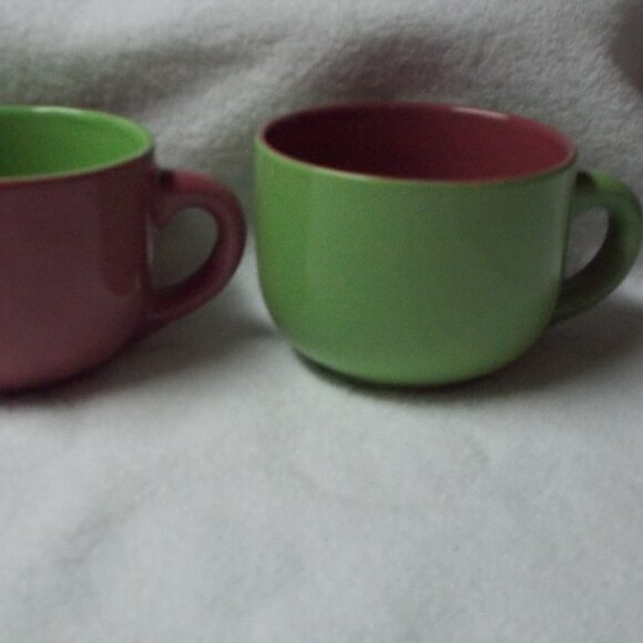 Set of 2 jumbo rose and green mugs - Picture 3 of 4